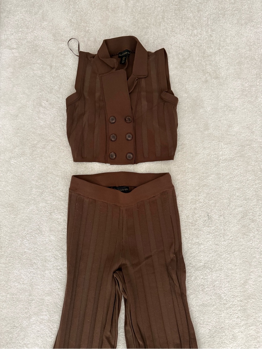 House of Harlow 1960 Brown Ribbed Two-Piece